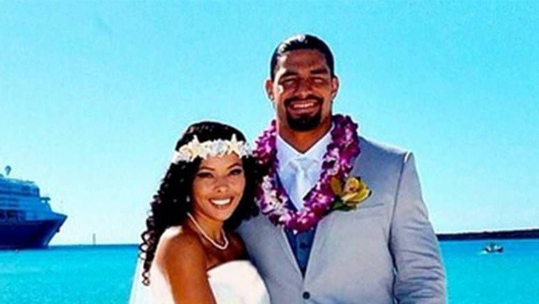Galina Becker and Roman Reigns in their wedding