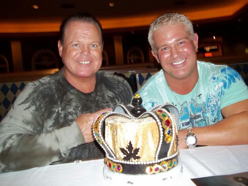 Famous wrestler Jerry Lawler with his crown and son Brian