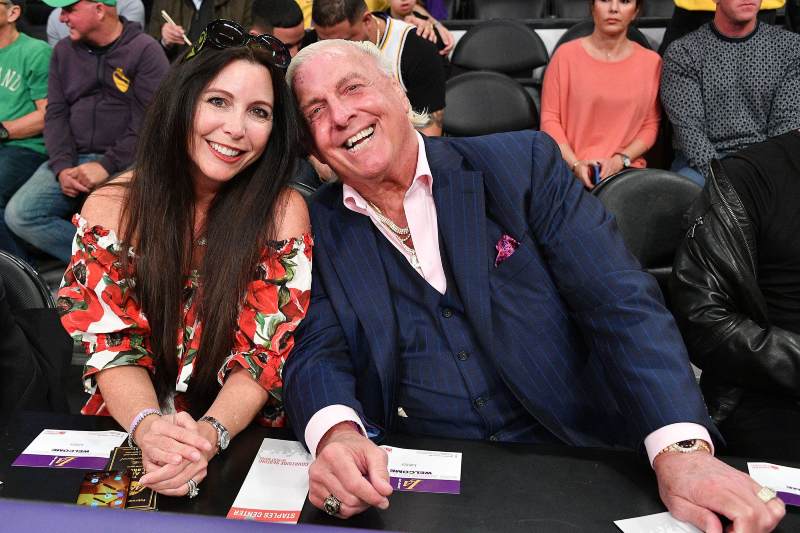 Wrestler Ric Flai and his wife Wendy Barlow at an event together
